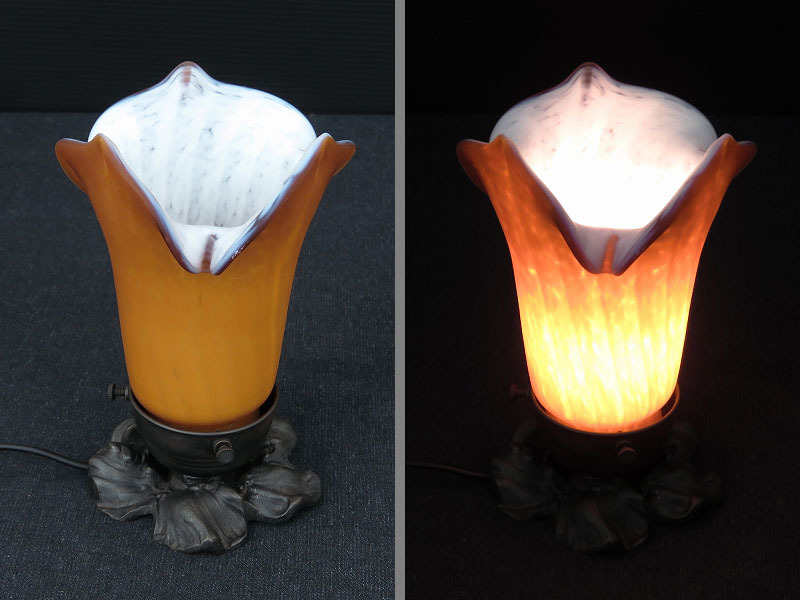 アールヌーボー調の卓上ランプ/ナイトスタンド/アンティーク調シェード/フラワー/店舗什器/インテリア雑貨/ディスプレイ/室内装飾/AL-0529拍卖