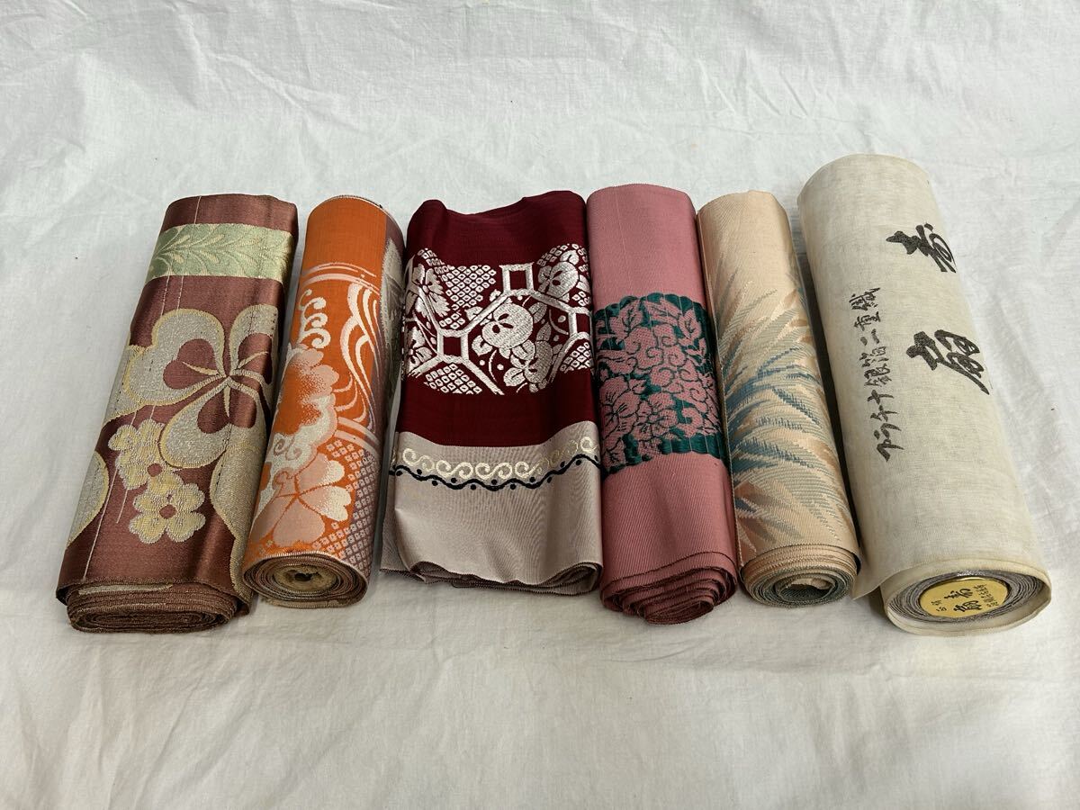 反物 帯 6本 まとめ売り 名古屋帯 昭和レトロ 生地 布地 着物 和服 和装拍卖