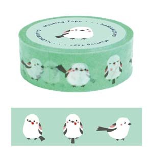 マスキングテープ 濱文様 2023年新作 ちゃんこいシマエナガ エメブルー 紙テープ マステ 和紙テープ 15mm x 5m メール便対応 ポイント消化拍卖