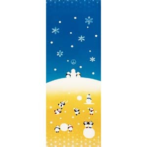 濱文様 絵手ぬぐい 雪パンダの希望 お正月 冬 縁起 手拭い メール便対応拍卖