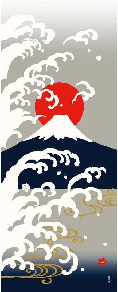 濱文様 絵手ぬぐい 日の出富士 手拭い 90×34cm てぬぐい メール便対応 ポイント消化拍卖