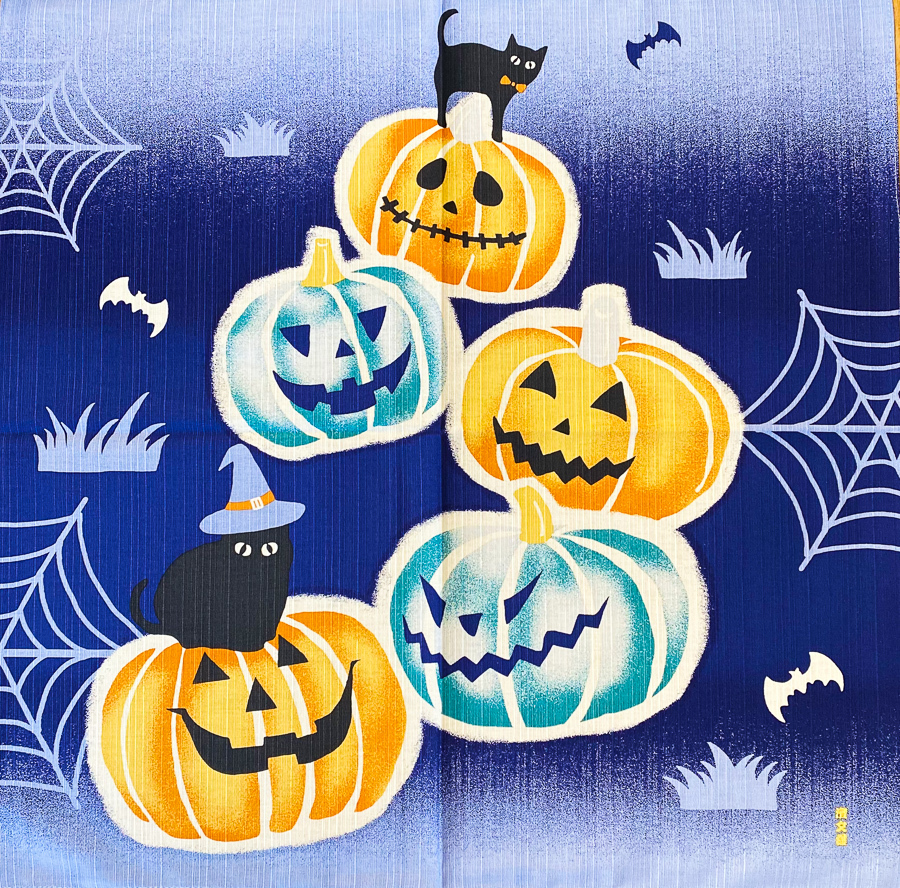 濱文様 小布 黒猫ハロウィン 小風呂敷 50x50cm ランチクロス メール便可拍卖