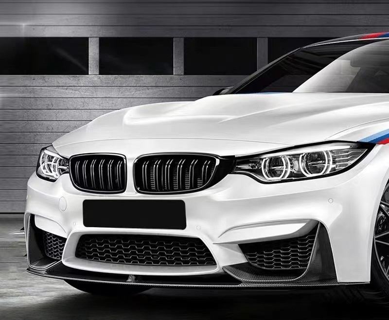 ★BMW F80 F82 F83 M3 M4 フロント リップ スポイラー P型 艶有ブラック塗装済★ ABS製 2014-2021/01《3分割タイプ》☆拍卖