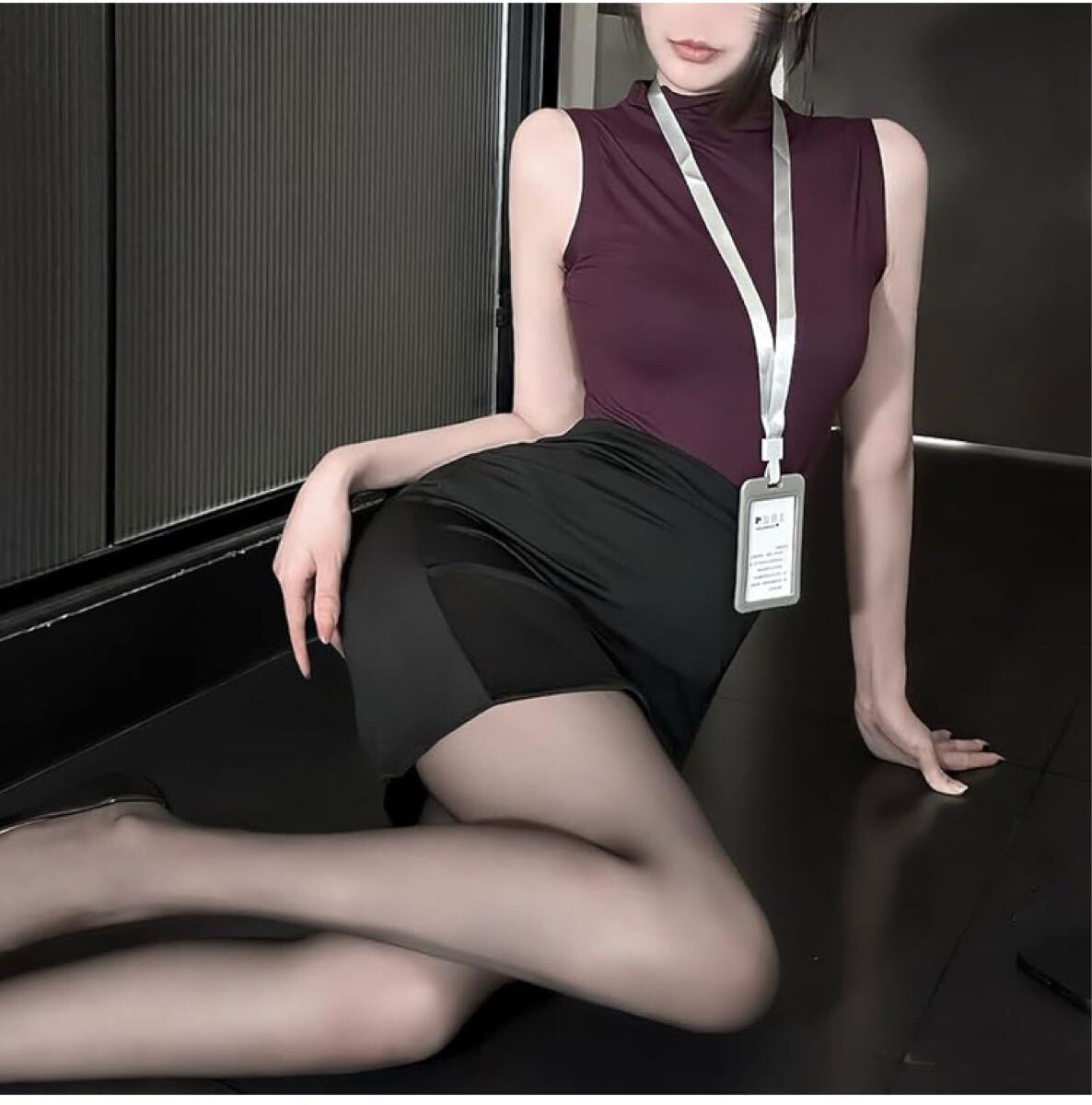 秘書 OL 制服 セクシー コスプレ 女教師 先生 メイド服 制服 レディース ミニスカート仮装 コスチューム 美足パンスト4点 パープル拍卖