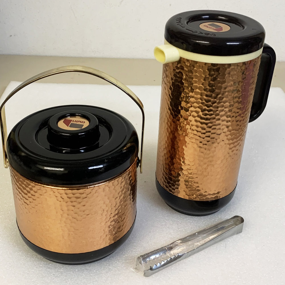 昭和レトロ LUPUS アイスペール & ピッチャーセット 純銅槌目シリーズ LP-7503 TWIN BIRD 酒器 水割り 氷入れ 水差し COPPER LUPUS【4842拍卖