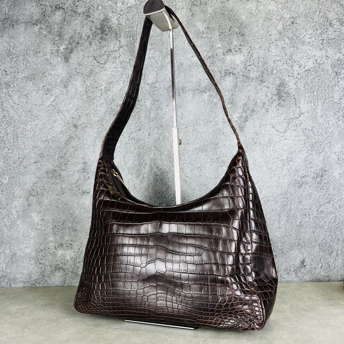 PARAPINI クロコダイル ワンショルダーバッグ イタリア製 パラピニ マットクロコ ブラウン IA50拍卖