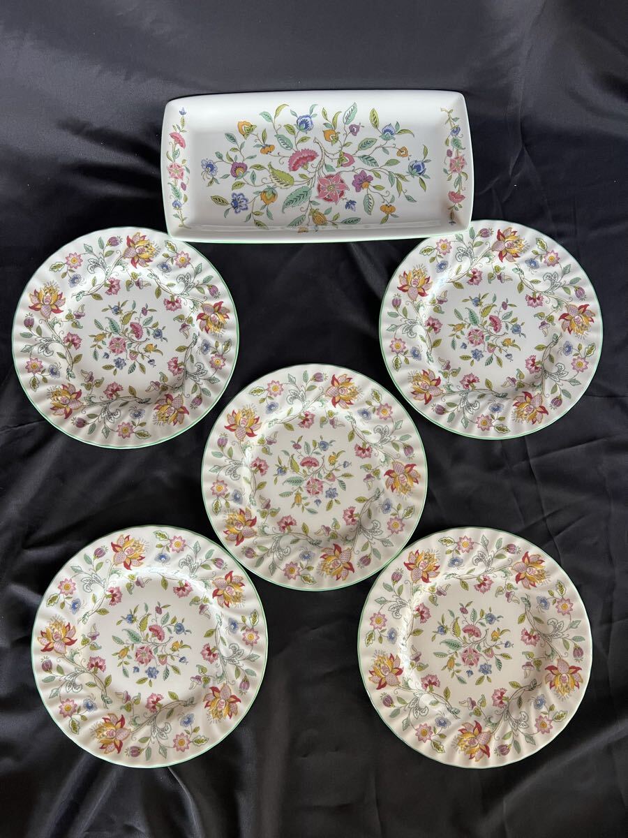 T9-16-16 美品 MINTON ミントン プレート5枚セットとサンドイッチプレート 皿 ハドンホール 食器 ケースプレート拍卖