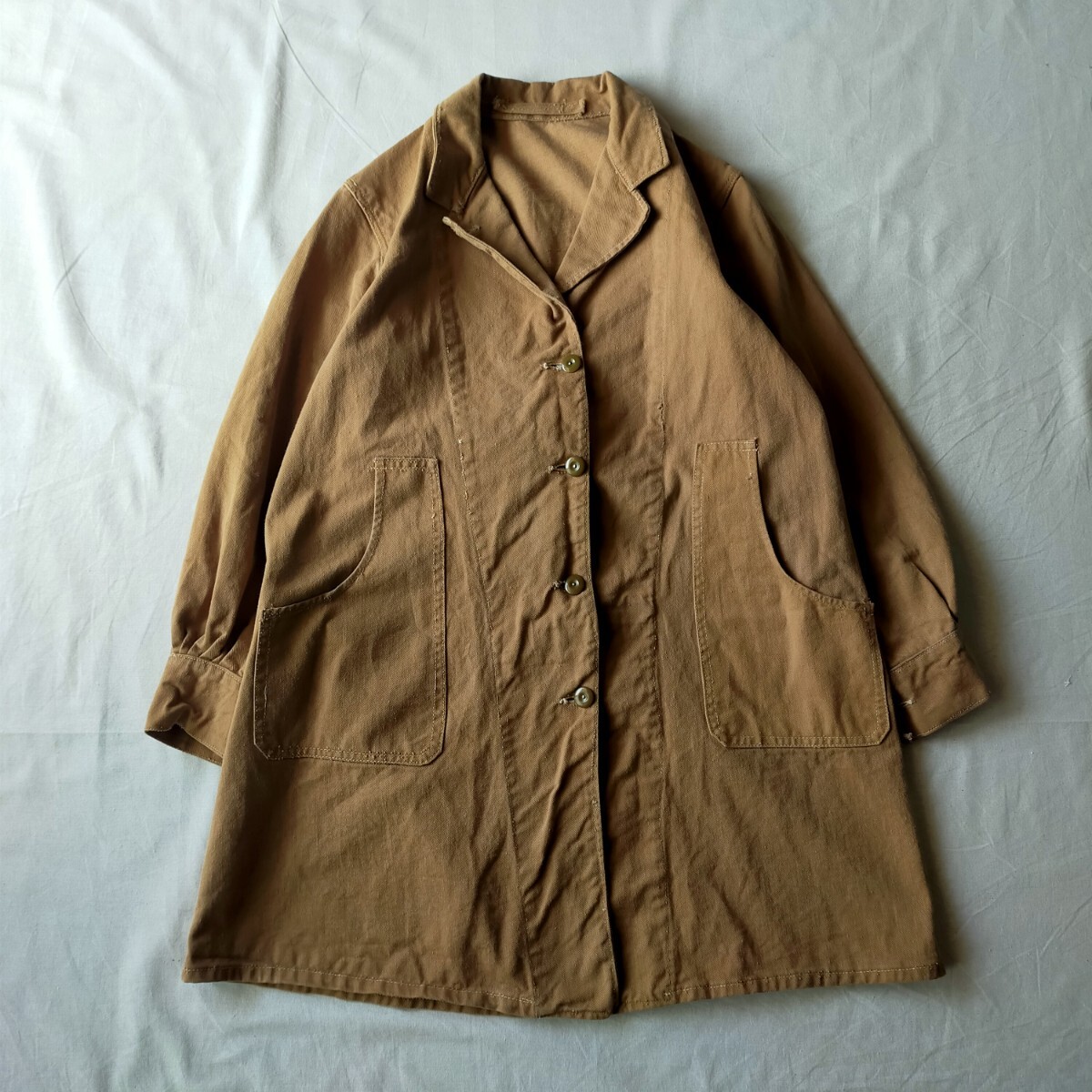 古着 イギリス軍 ドリルコート カバーオール ワークジャケット ミリタリー 40s拍卖