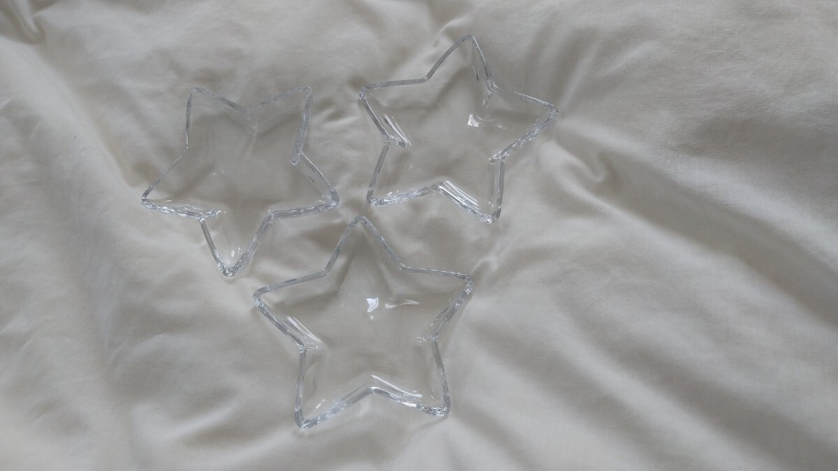 ガラスの星型のトレー(浅型)3個セット 新品未使用保管品 拍卖