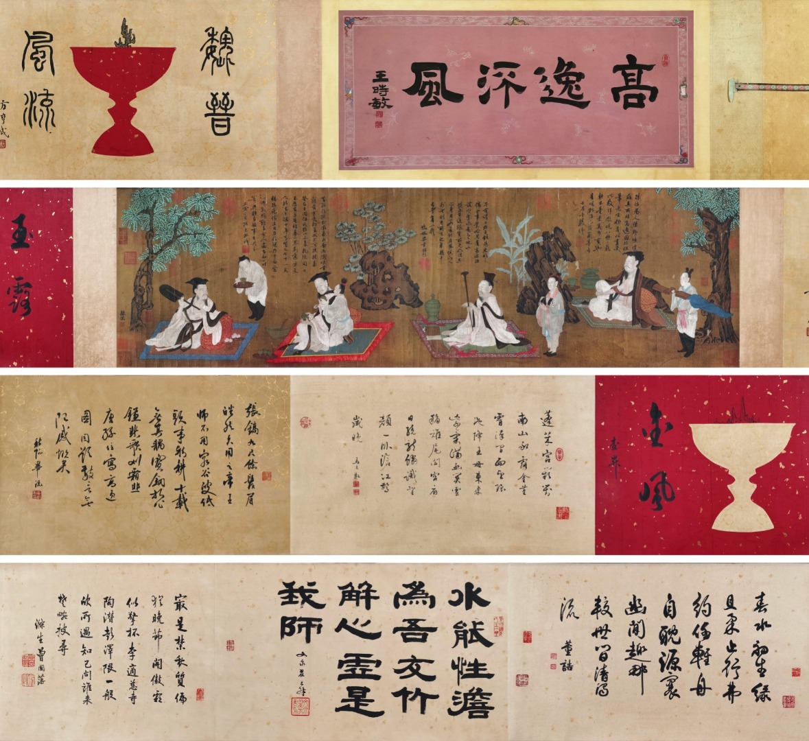 古美術 長巻 中国・唐時代 「孫位書」 絹本 【高逸図】 手巻 軸装 書道 巻き物 真筆逸品 肉筆保証 唐物 古画 LT-250913拍卖