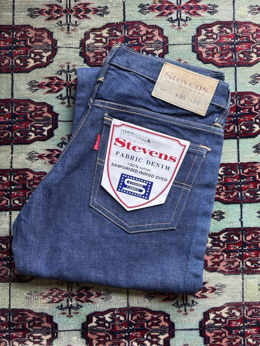 デッドストック ヴィンテージ Stevens Fabric デニム ジーンズ W35 USA製 SCOVILL ジッパー サンフォライズ 60s 70s ストア系 リーバイス 拍卖