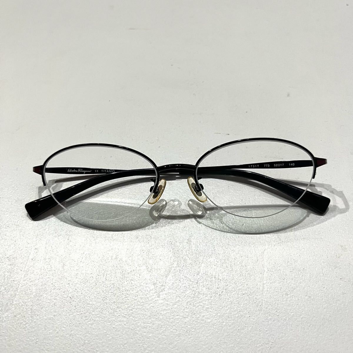 Salvatore Ferragamo フェラガモ メガネ 眼鏡 ハーフ チタン 1731T 度入り アイウェア メタルフレーム 【レターパックプラス郵送可】#106拍卖