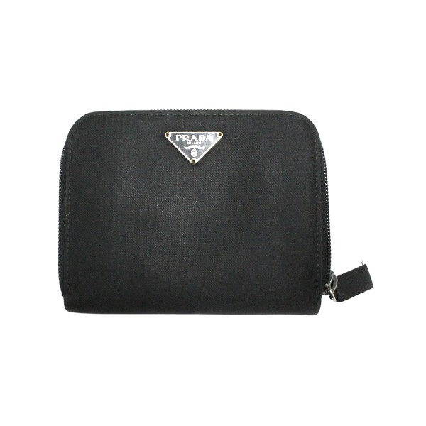 PRADA プラダ M605 ナイロン コンパクトウォレット 二つ折り財布 ブラック【送料無料】中古品 used AB拍卖