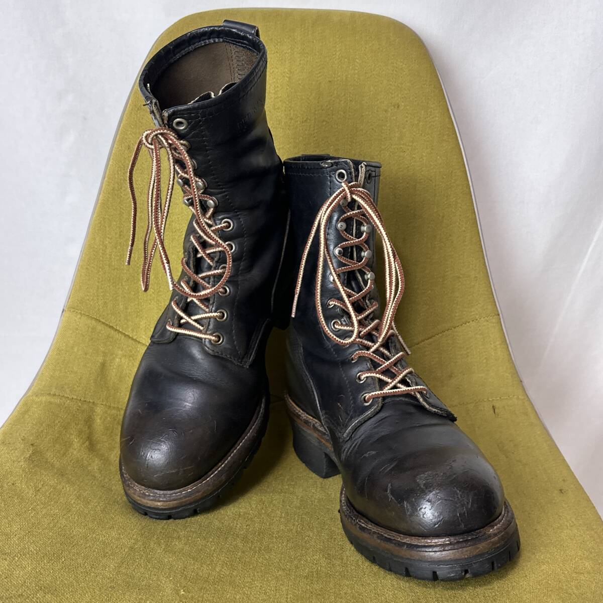 RED WING レッドウイング プリントPT91 茶芯 2218 93年3月製 ロガーブーツ 9.5 D USA製 27.5相当 レザーシューズ ビンテージ拍卖