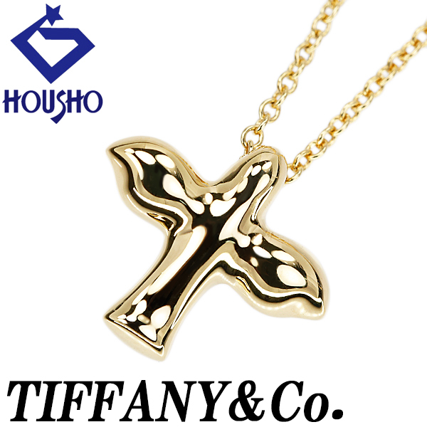 ティファニー バードクロス ネックレス K18YG TIFFANY&Co. エルサ・ペレッティ 鳥 動物 アニマル 十字 地金のみ 送料無料 中古 宝正 902516拍卖