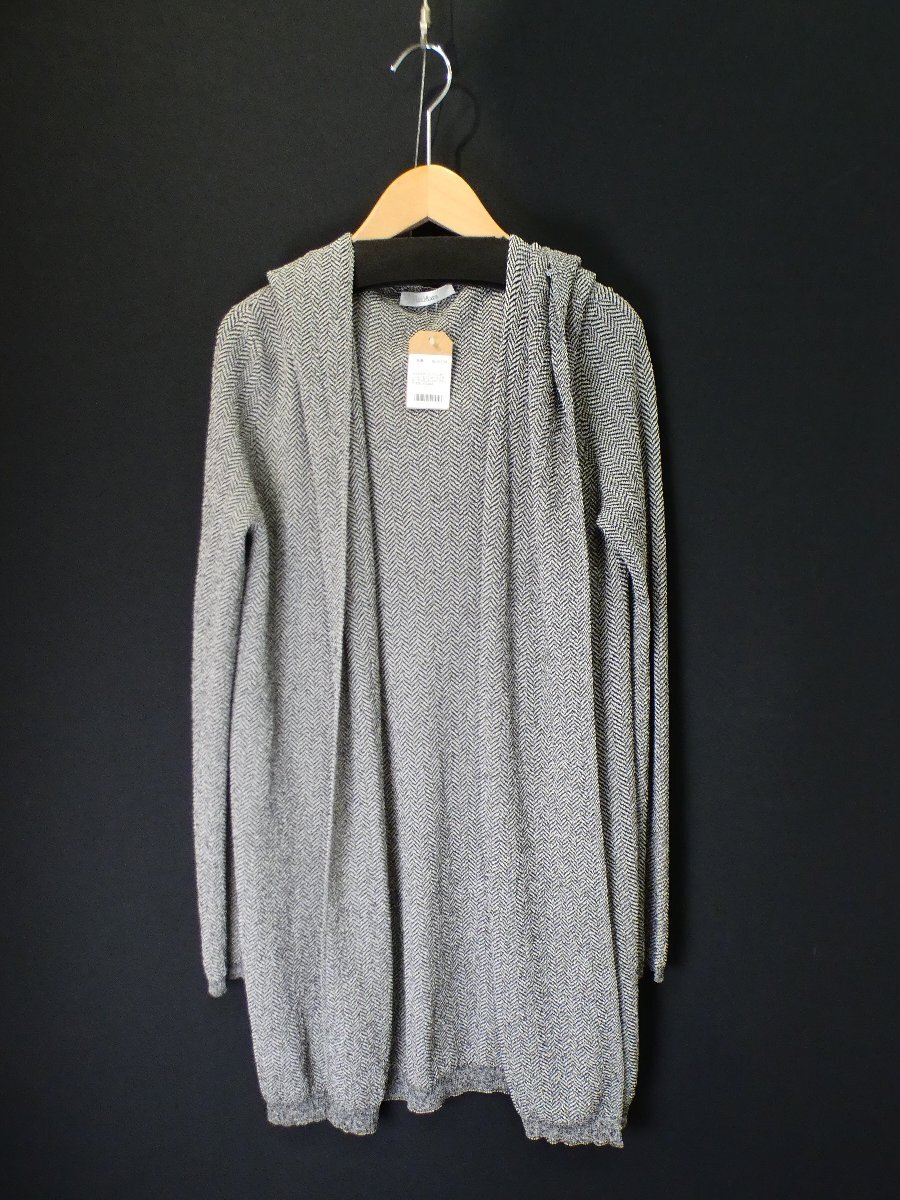 マックスマーラ MAX MARA ヘリンボーン レーヨンニット ロング カーディガン【L's(S)/ブラック/Sランク】d5AF拍卖