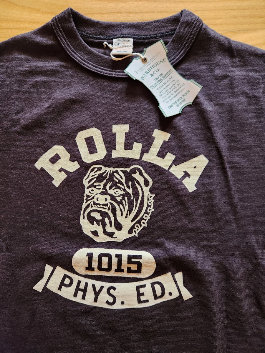 新作 即決★WARE HOUSE ウエアハウス 4601 半袖プリントTシャツ 旧式ローゲージ編み機 ROLLA ブルドッグ スミクロ M拍卖