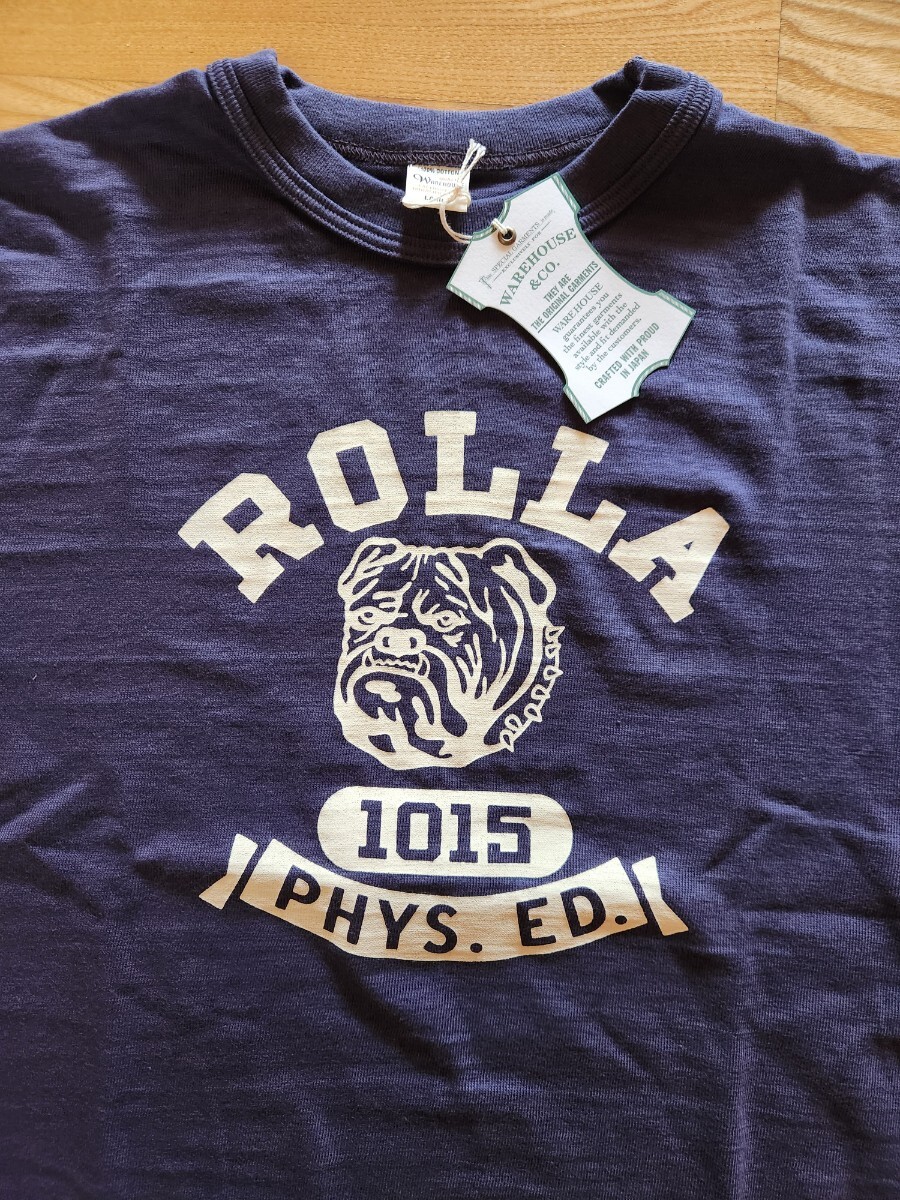 新作 即決★WARE HOUSE ウエアハウス4601 半袖プリントTシャツ 旧式ローゲージ編み機 日本製 ROLLA ブルドッグ ナスコン L拍卖