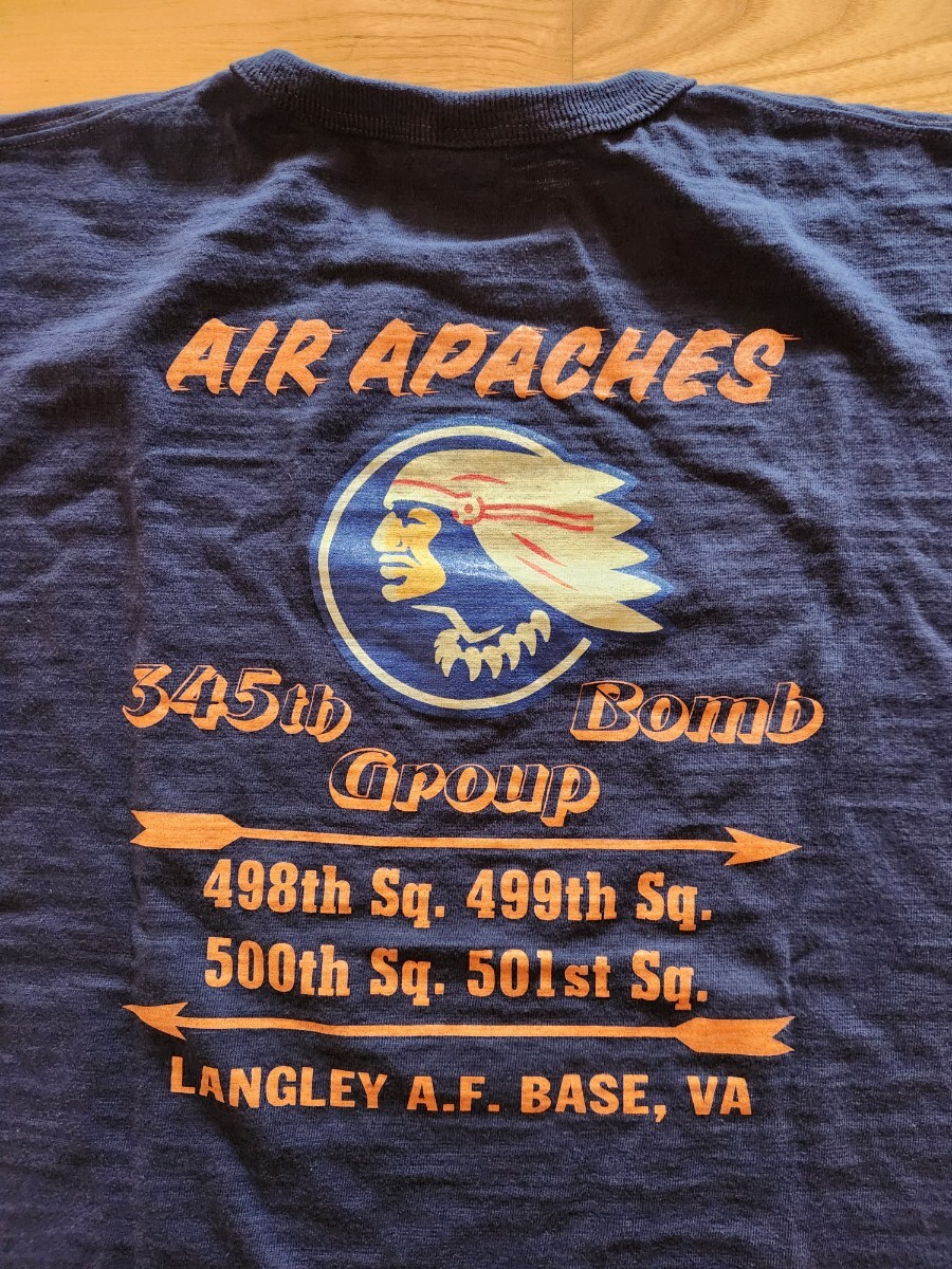 新作 送料込★東洋 BUZZ RICKSON'S バズリクソンズ BR79565 スラブ織り 半袖Tシャツ 米軍部隊 ミリタリー 345th Bomb Group ネイビー XL拍卖