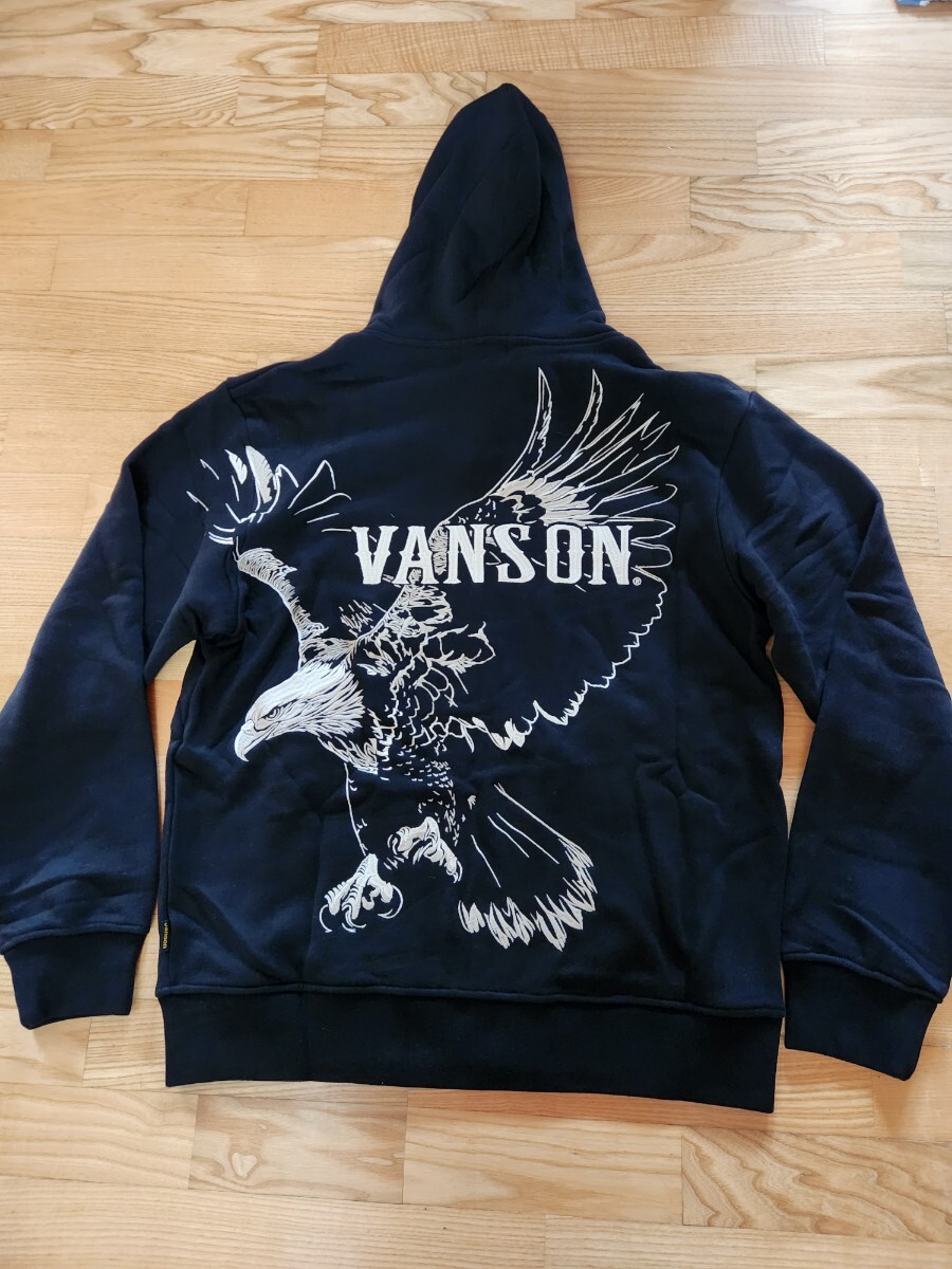 新作 送料込★VANSON バンソン NVSZ2513 ジップパーカー イーグル バイカー ブラック XL拍卖