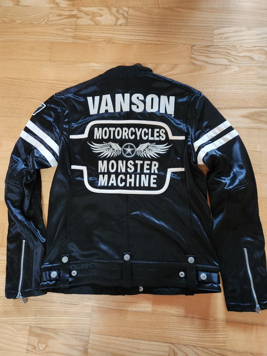 新作 送料込★VANSON バンソン NVSZ2519 スタンドカラー ボンディング ライダースジャケット バイカー ブラック L拍卖