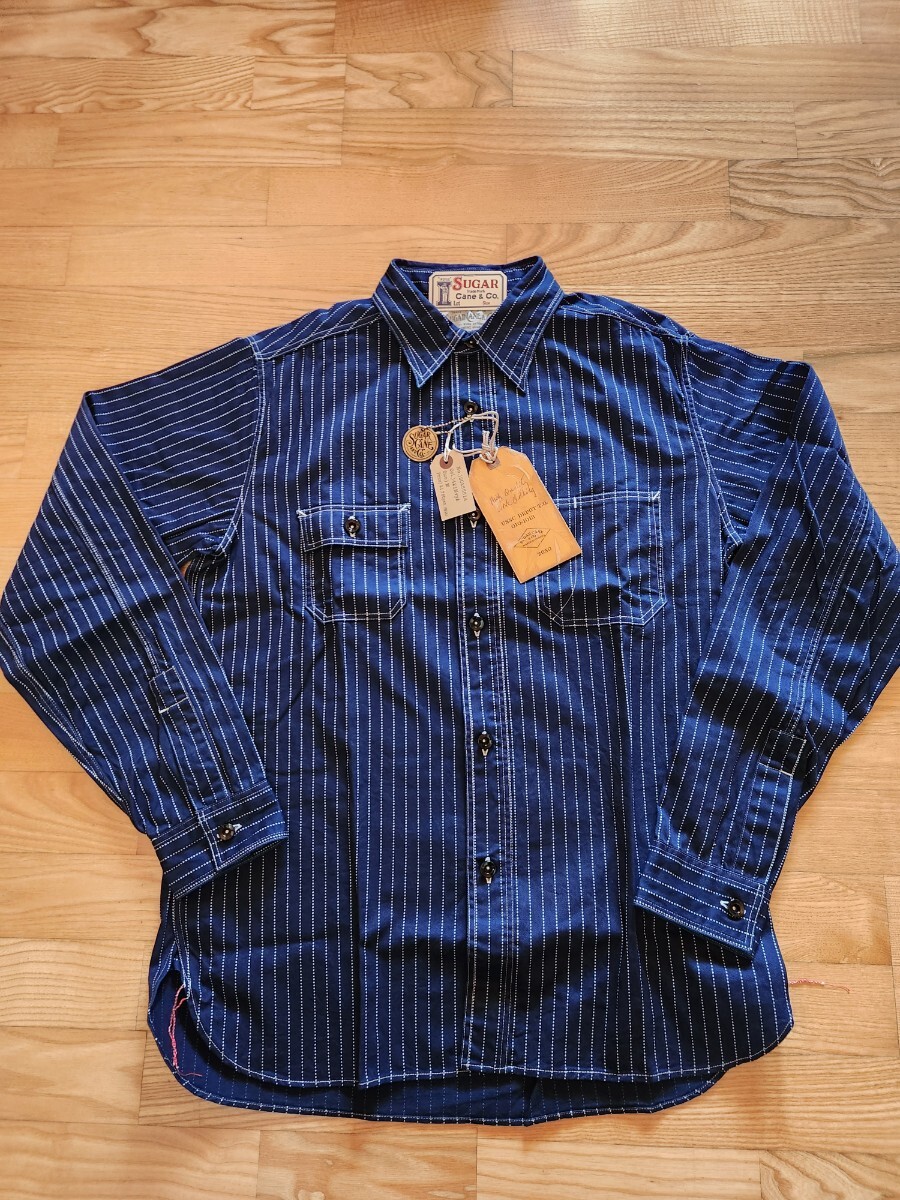 新作 送料込★東洋SUGAR CANE シュガーケーン SC25551 ウォバッシュ長袖ワークシャツ FICTION ROMANCE 8.5oz WABASH STRIPE WORK SHIRT XL拍卖