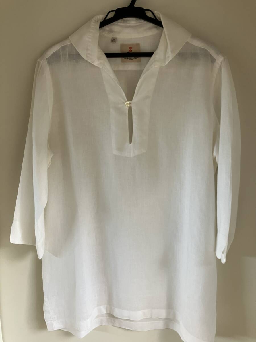 GUY ROVER ギローバー リネン カプリシャツ サイズ37 ホワイト 7分丈拍卖