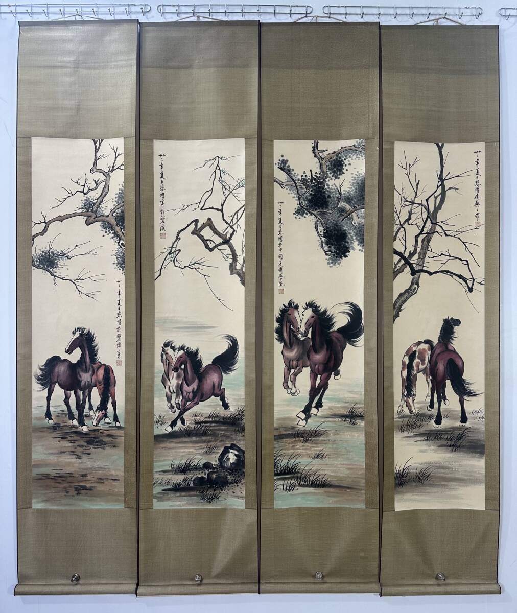 私の書画コレクション 古画 【【徐悲鴻】駿馬図 】純手繪画 芯を描いて表装していない 宣紙 水墨画 極細工 中国古玩 縦幅 骨董品 古美味ly 拍卖