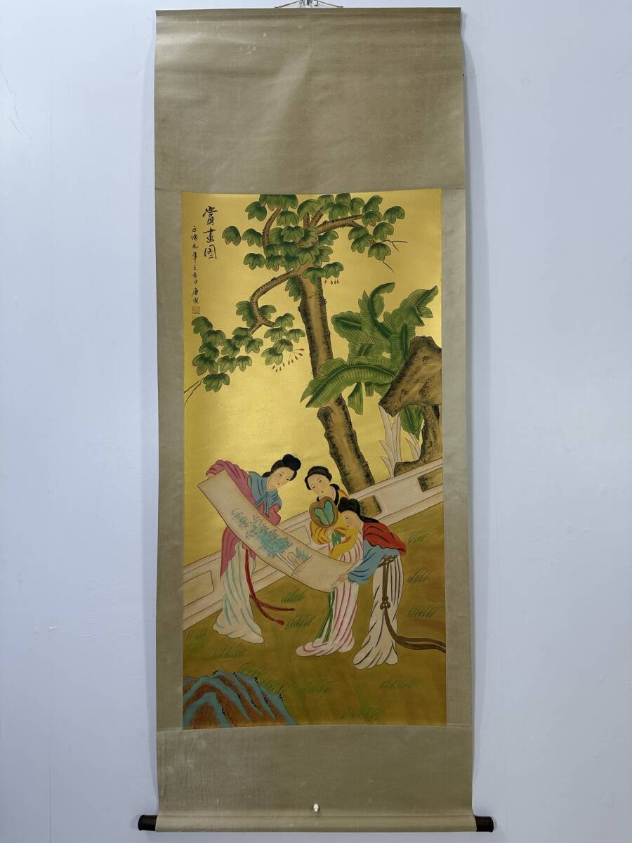 *旧蔵* 中国古画 【【唐寅】賞絵図 】純手繪画 芯を描いて表装していない 宣紙 水墨画 極細工 中国古玩 縦幅 骨董品 古美味 ly86拍卖