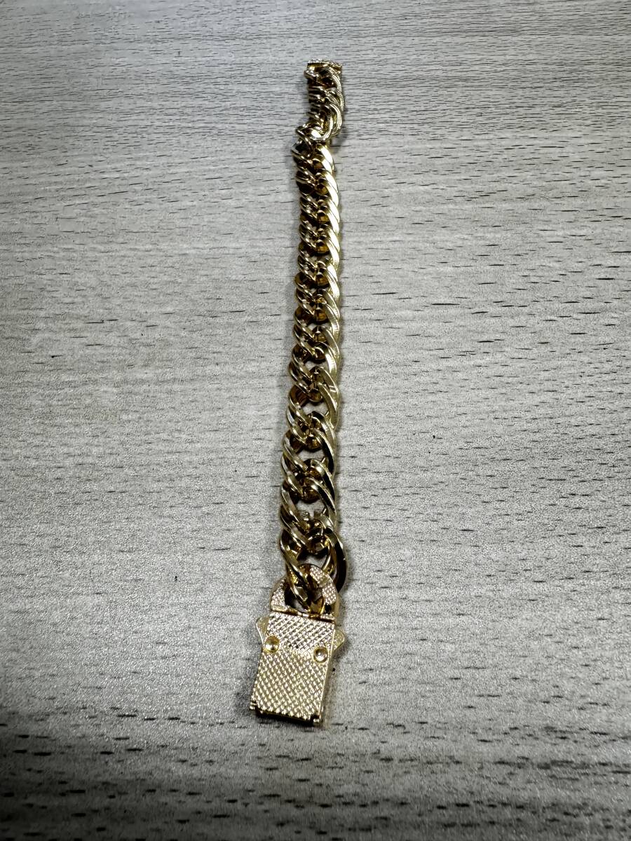 18K 刻印あり 金 ゴールド ブレスレット 遺品整理 ダイヤ 石付き 喜平拍卖