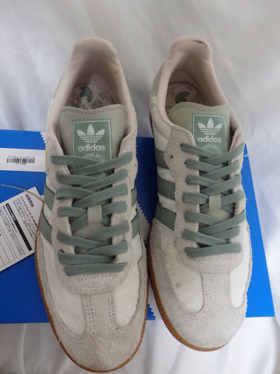 アディダス サンバ adidas SAMBA ホワイトスエードレザー×ファブリック JP27㎝ 中古 箱付 アディダススニーカー ライトグリーン 拍卖
