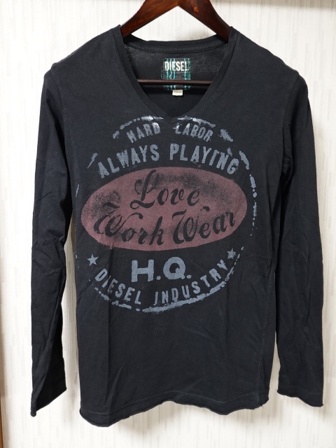 ●DIESEL ディーゼル 長袖Tシャツ XS 黒●0909●拍卖