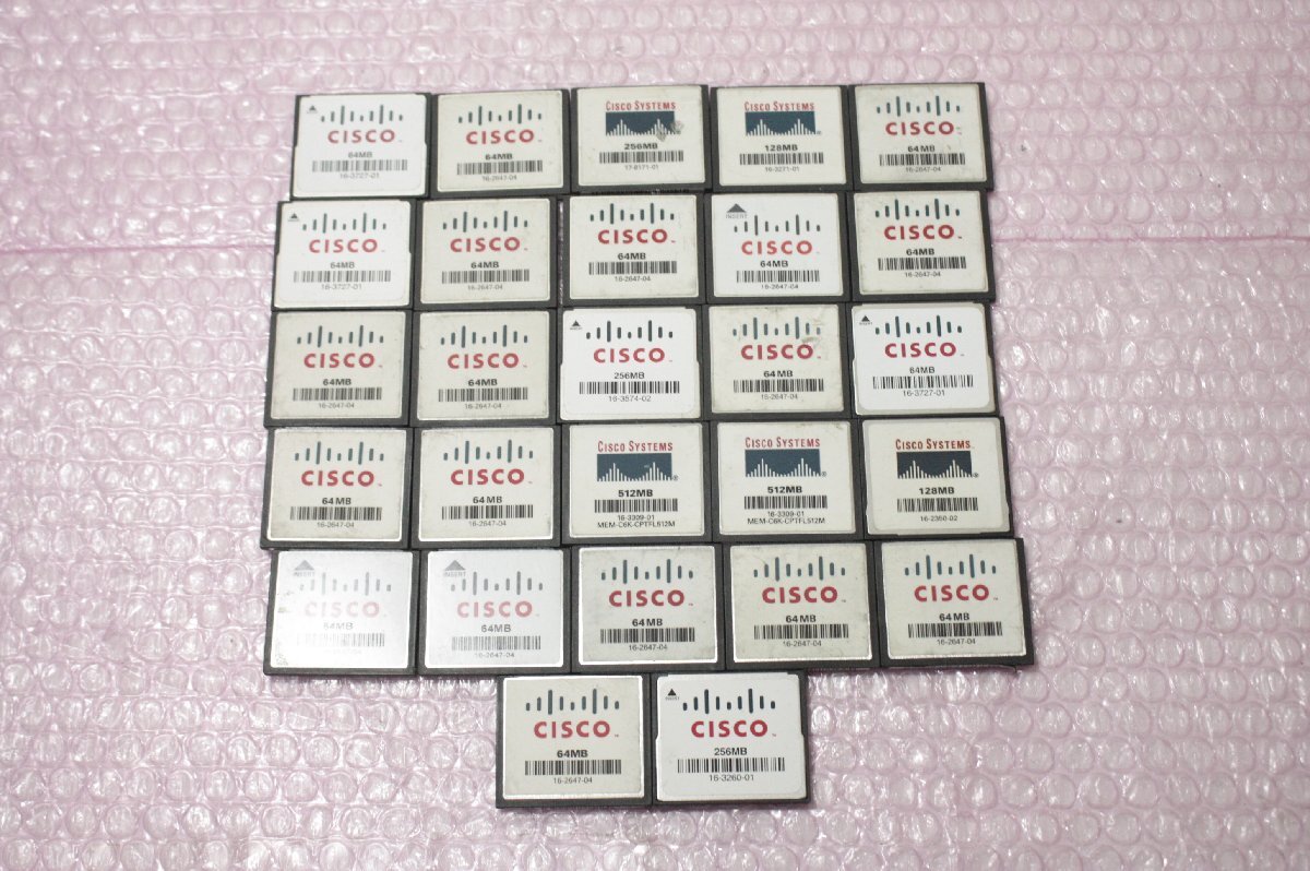 SD120【現状品】cisco 512MB 2枚/256MB 3枚/128MB 2枚/64MB 20枚 コンパクトフラッシュ 合計27枚セット拍卖