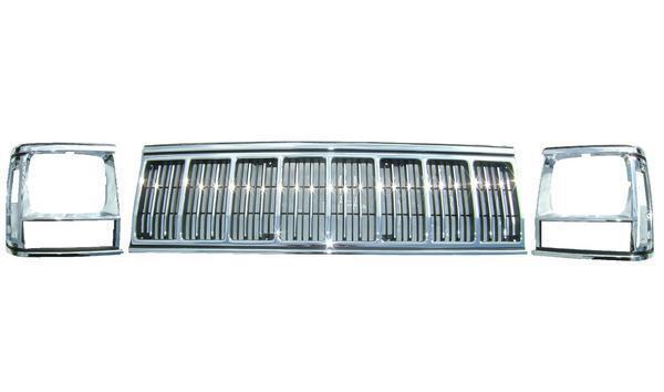 クライスラー ジープ チェロキー 92y-96y 前期 クロームメッキ フロントグリル ベゼル 左右 セット ラジエーターグリル XJ 送無拍卖
