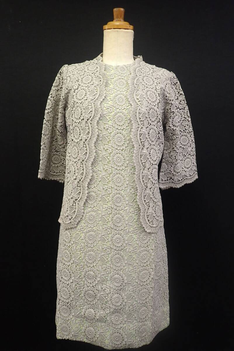 ■衣類01 ワンピース カーディガンセット サイズS オーダーメイド■レース/昭和レトロ/消費税0円拍卖