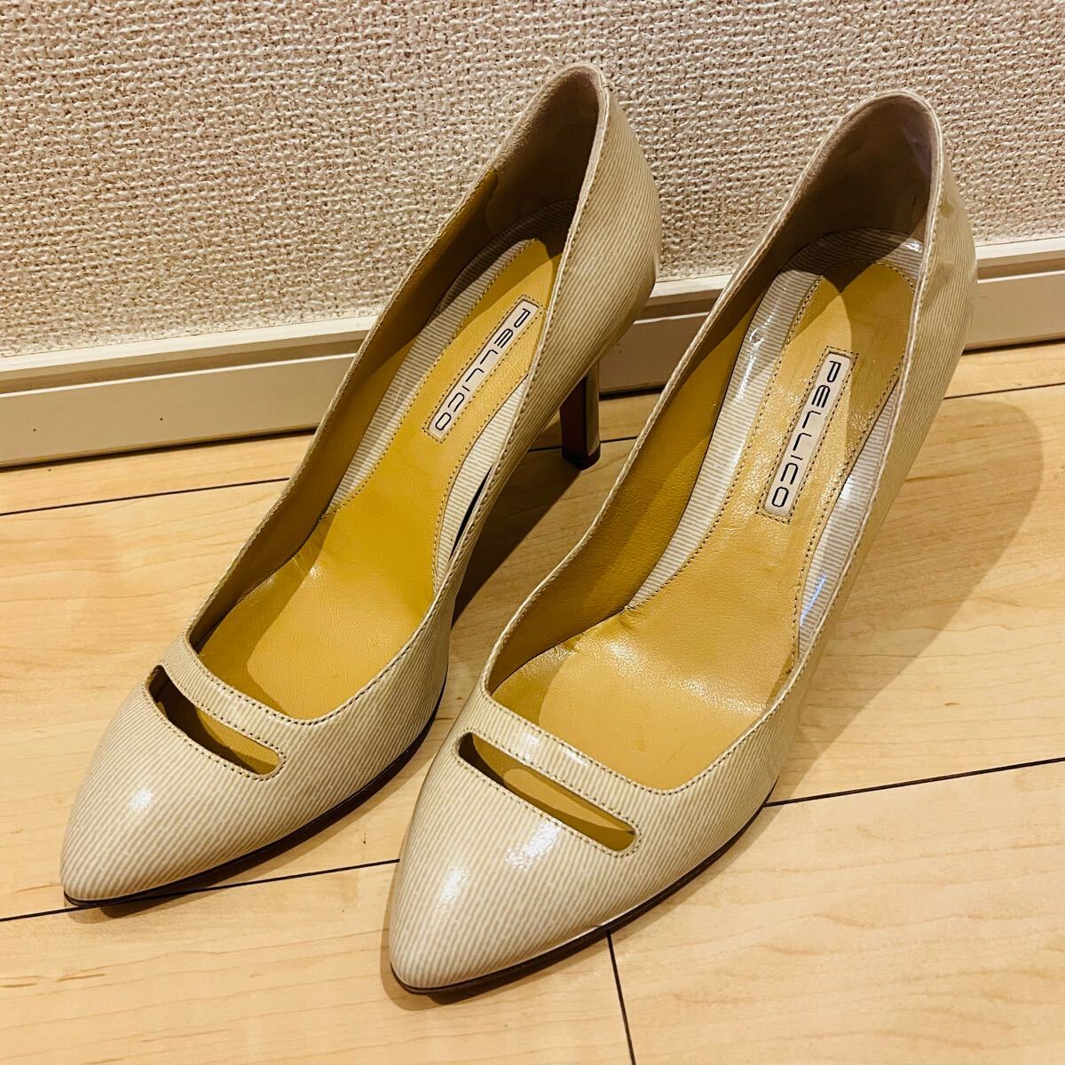 【美品】PELLICO ペリーコ パンプス アネッリ ベージュ サイズ37 ポインテッドトゥ ピンヒール イタリア製拍卖