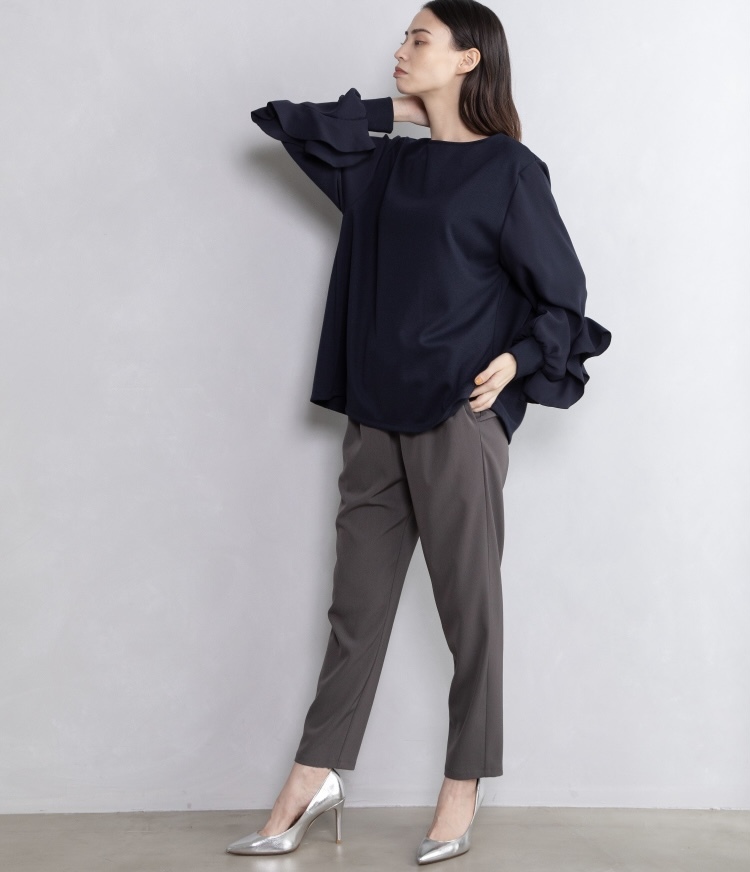 ☆MARECHAL TERRE マルシャルテル 袖フリル プルオーバー 新品タグ付き ネイビー フリーサイズ かわいい☆ゆうパケットポスト230円拍卖