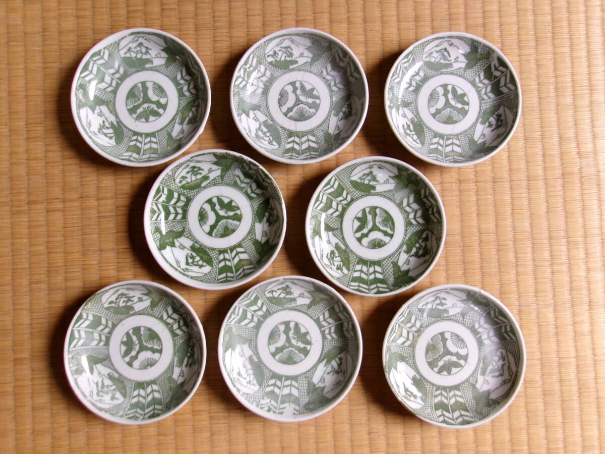 印版 手塩皿 茄子型窓に富士松原 矢羽 8枚拍卖