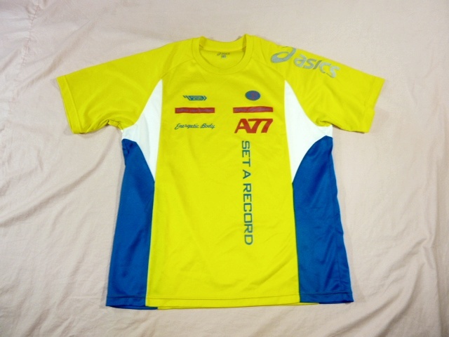 アシックスA77 ドライ・Tシャツ 黄 O拍卖