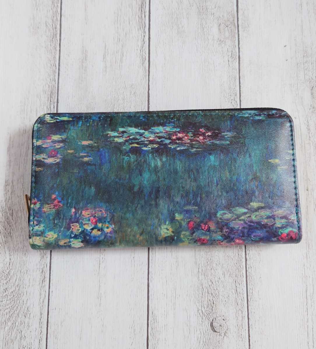 名画 モネ 睡蓮 スイレン ラウンドファスナー 男女兼用 財布 VanGogh アート 絵画拍卖