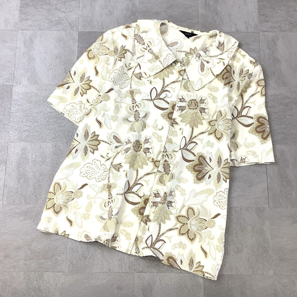 良品 ROPE ロペ 総柄 花柄 丸襟 ブラウス レディース Mサイズ拍卖