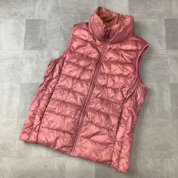 ユニクロ UNIQLO ウルトラライトダウンベスト ダウンジャケット レディース M ピンク golf ゴルフウェア 軽量ダウン拍卖