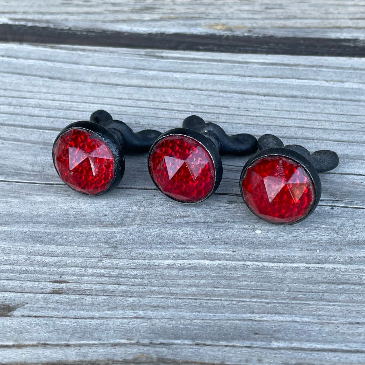 ガラス リフレクター 3個セット ビンテージ レッド ハーレーダビッドソン ナックルヘッド パンヘッド 30s 40s拍卖