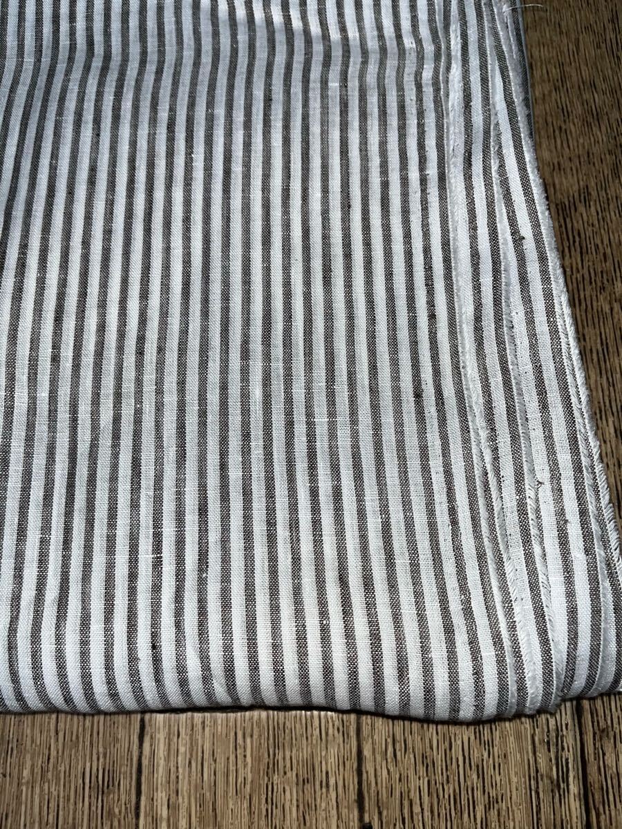 Libeco 60リネン ストライプ ブラウン 3M リベコ拍卖