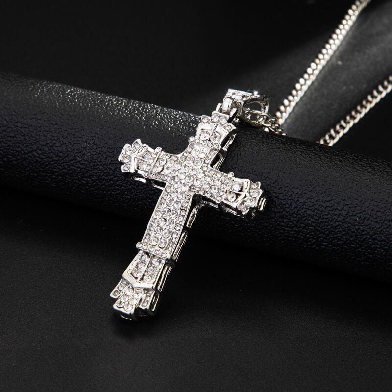 ジルコニアクロスネックレス シルバー 十字架 無骨拍卖