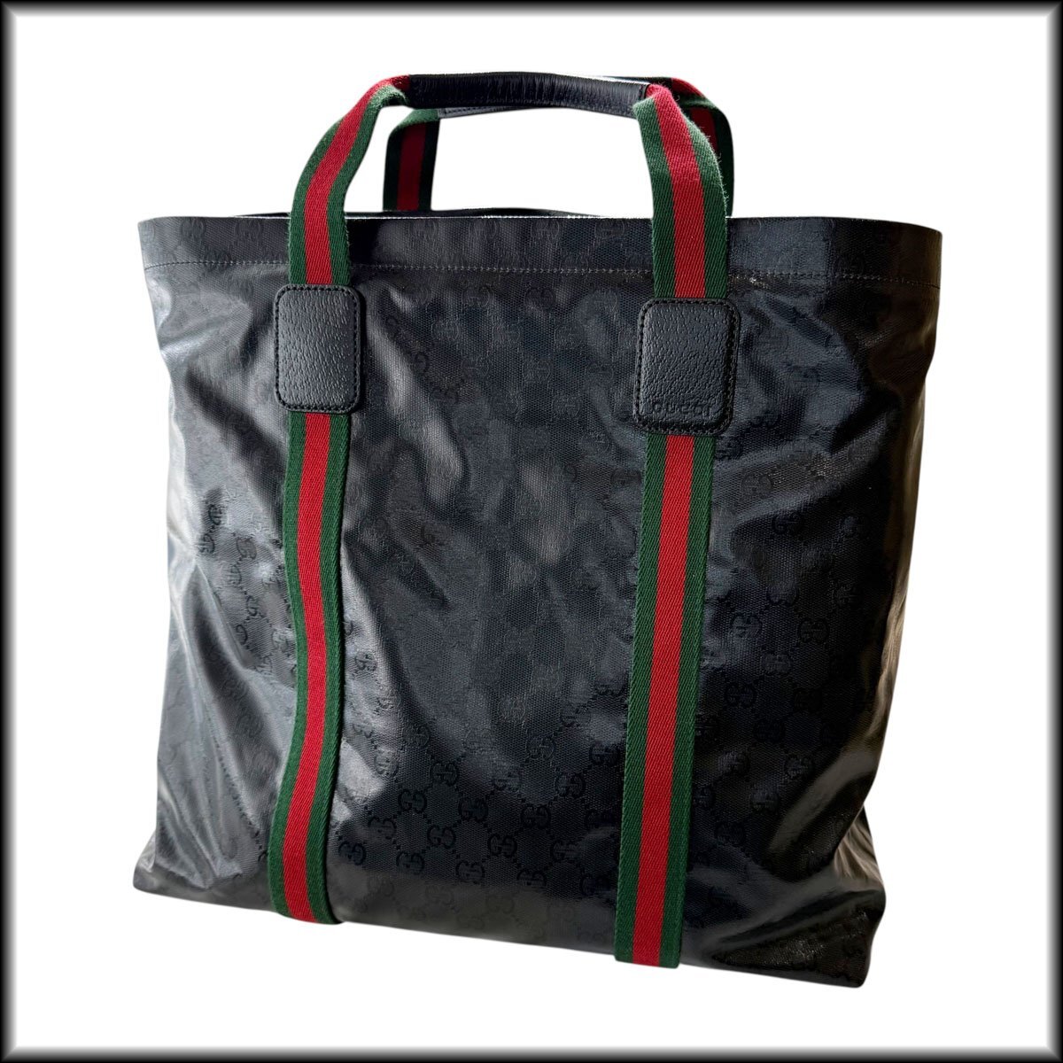 ◆グッチ◆GUCCI シェリーライン GGテンダー トートバッグ クリスタル 763287 520981 ブラック 中古良品拍卖