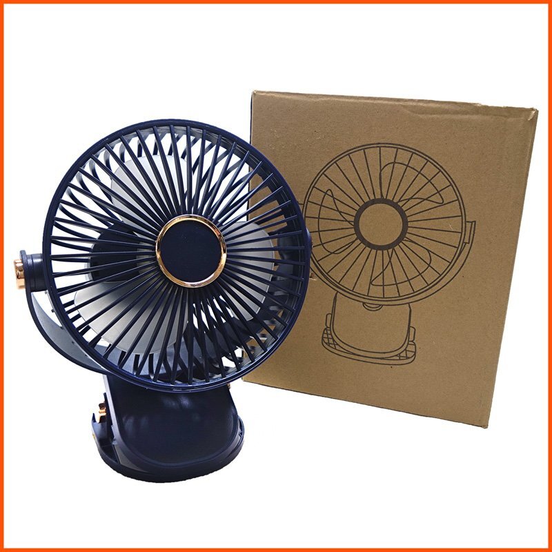 中古●メーカー不明●卓上 扇風機 コンパクト ネイビー クリップ式 USB 充電 送風 4段階 上下 左右 首振 ミニ扇風機 札幌拍卖