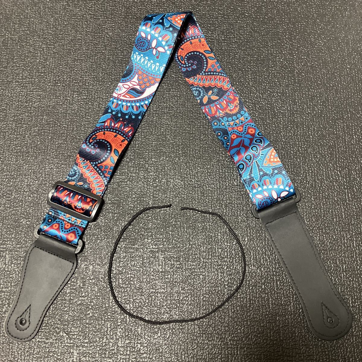 ☆ 新品! ギター ストラップ ブルー系(エスニック柄) ☆拍卖
