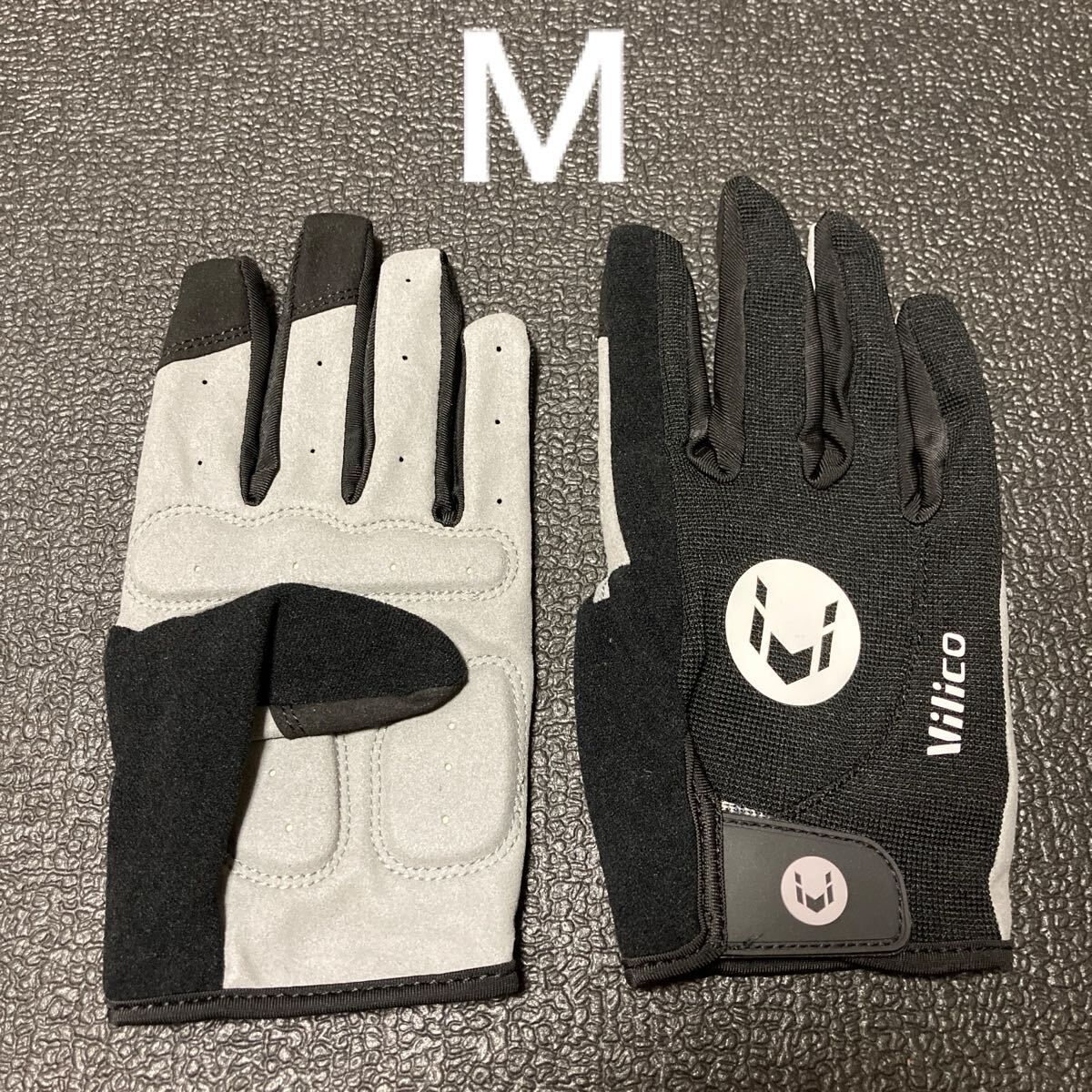 ☆ 新品!! サイクルグローブ (アンチスリップゲルパッド付き) 黒 × 白 M ☆拍卖