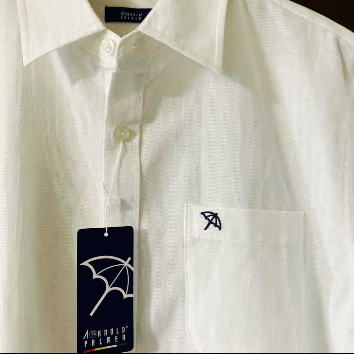 新品 ArnoldPalmer アーノルドパーマー 7分袖 シャツ メンズ 紳士 Lサイズ 男性 白 ホワイト 傘刺繍拍卖